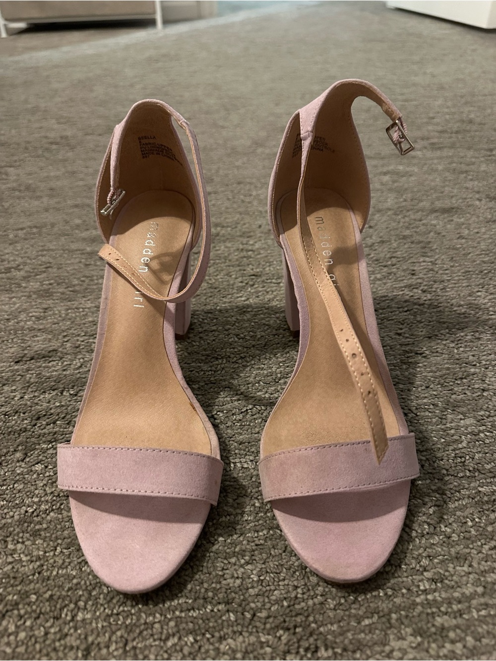 Steve Madden Blush Pink Suede Ankle Strap Block Heels